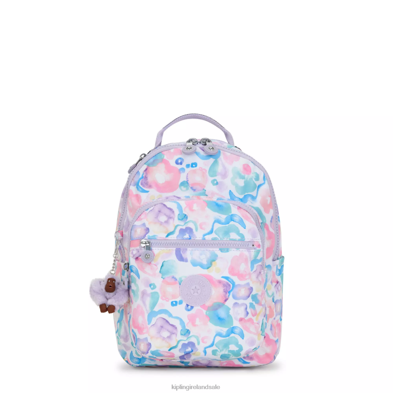 Fashion Backpacks Aqua Flowers Seoul Small Printed Tablet Backpack Women Kipling J6TNX349