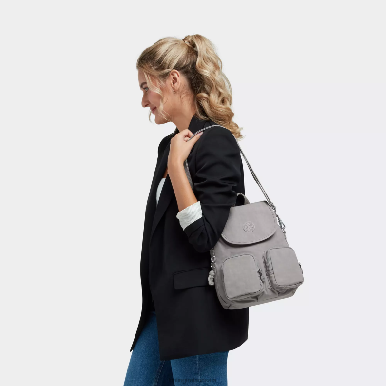 Fashion Backpacks Grey Gris Firefly Up Convertible Backpack Women Kipling J6TNX401