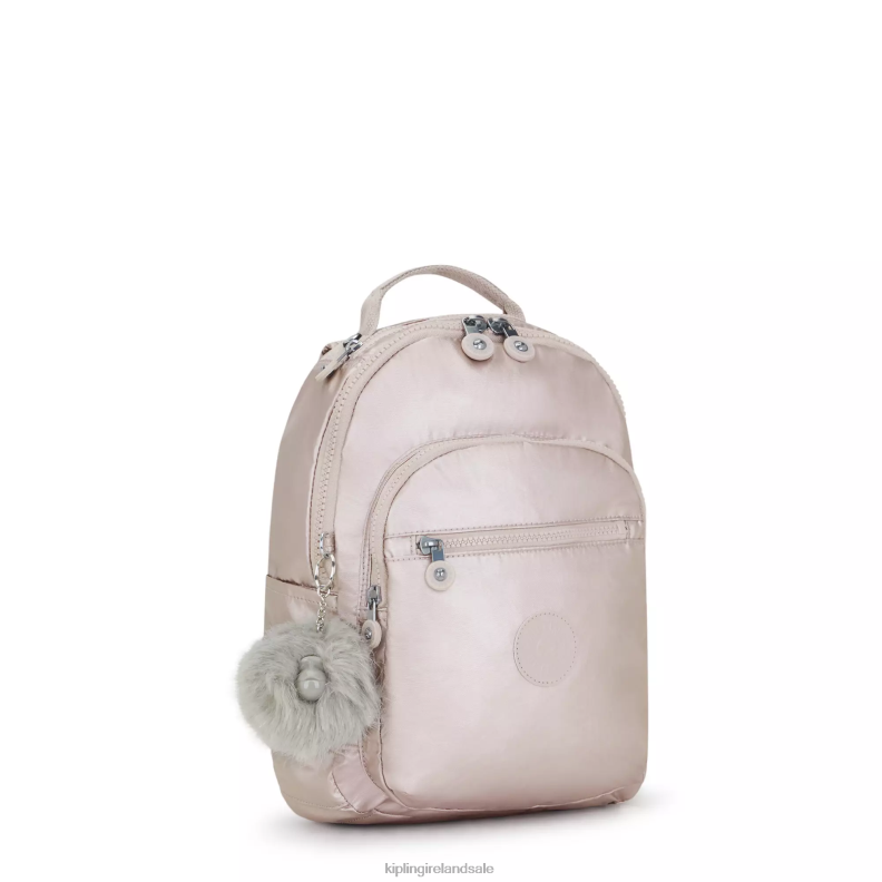 Fashion Backpacks Metallic Rose Seoul Small Metallic Tablet Backpack Women Kipling J6TNX356