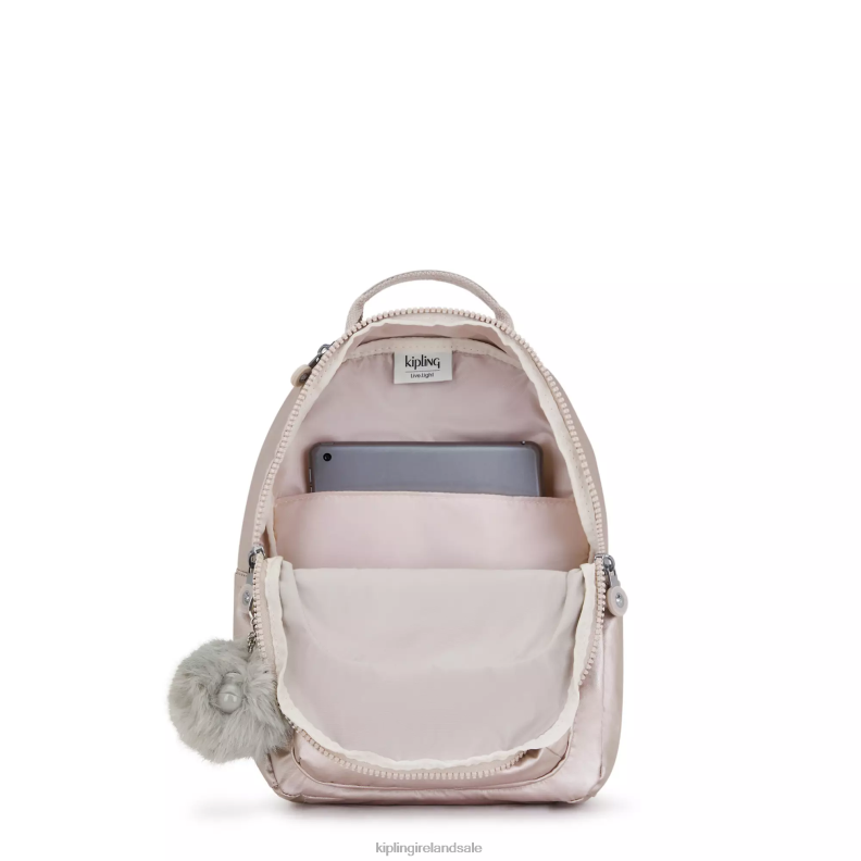 Fashion Backpacks Metallic Rose Seoul Small Metallic Tablet Backpack Women Kipling J6TNX356