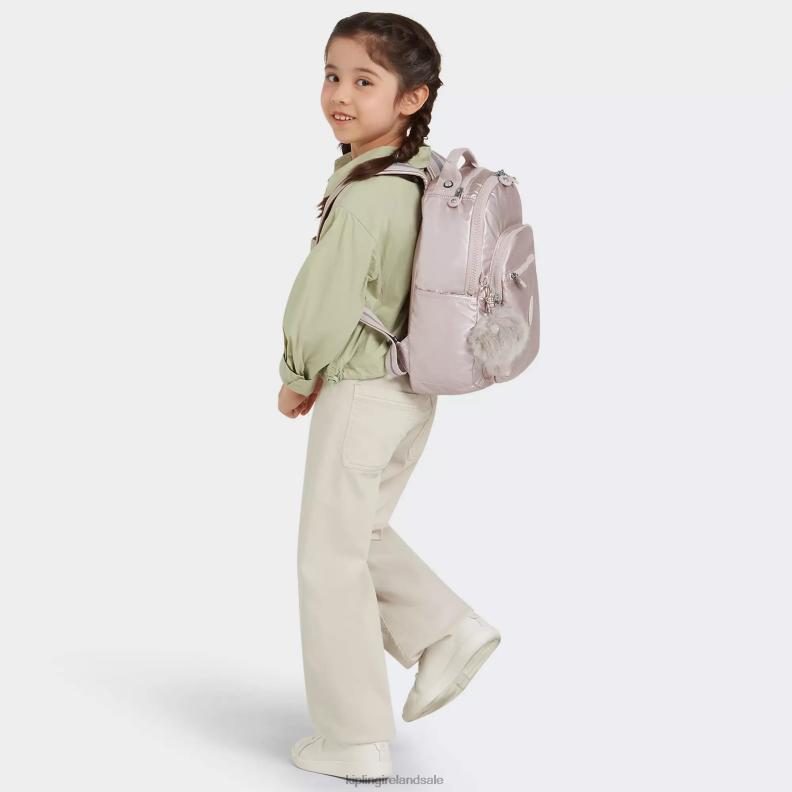 Fashion Backpacks Metallic Rose Seoul Small Metallic Tablet Backpack Women Kipling J6TNX356