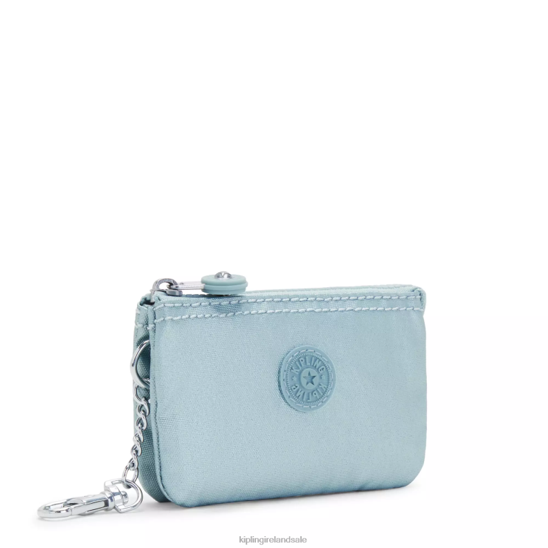 Keychains Pearl Teal Metallic Creativity Mini Pouch Metallic Keychain Women Kipling J6TNX608