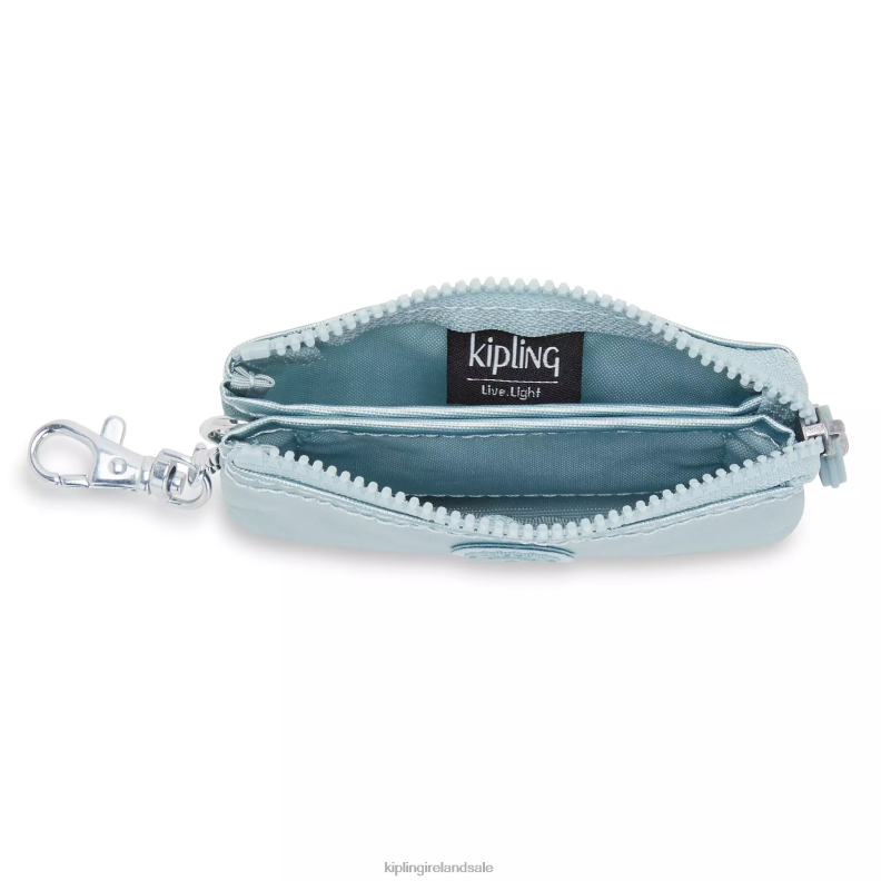 Keychains Pearl Teal Metallic Creativity Mini Pouch Metallic Keychain Women Kipling J6TNX608