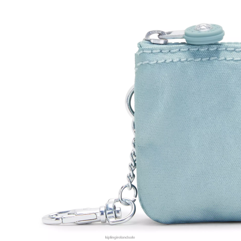 Keychains Pearl Teal Metallic Creativity Mini Pouch Metallic Keychain Women Kipling J6TNX608
