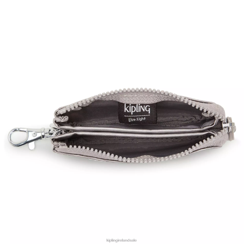Keychains Smooth Silver Metallic Creativity Mini Pouch Metallic Keychain Women Kipling J6TNX609