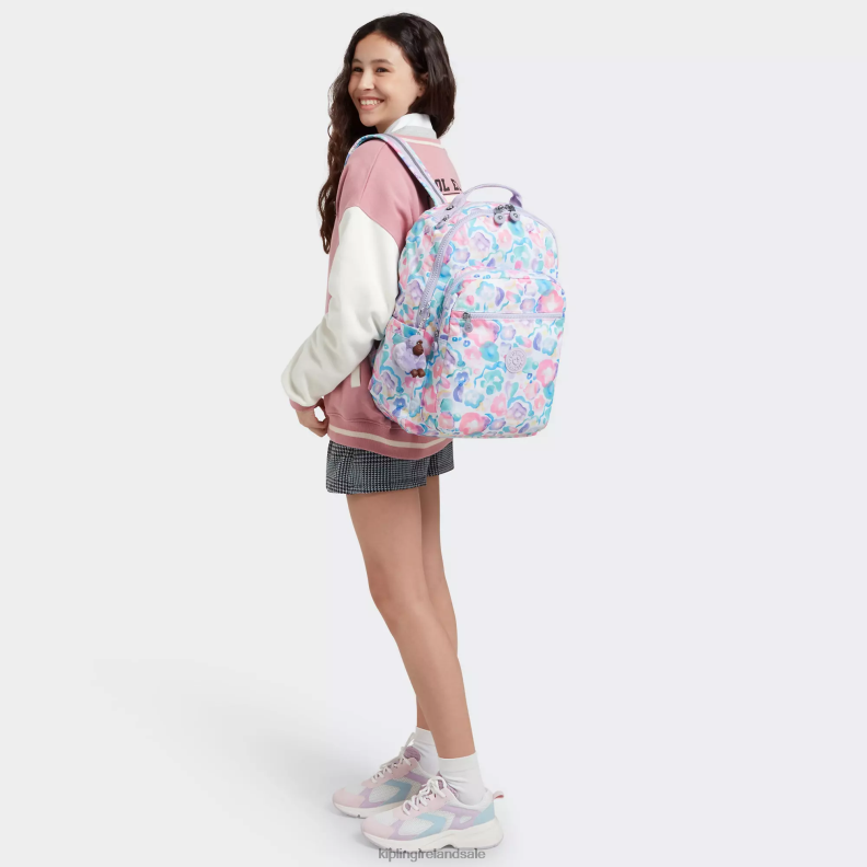 Laptop Backpacks Aqua Flowers Seoul Large Printed 15\ Laptop Backpack Women Kipling J6TNX469