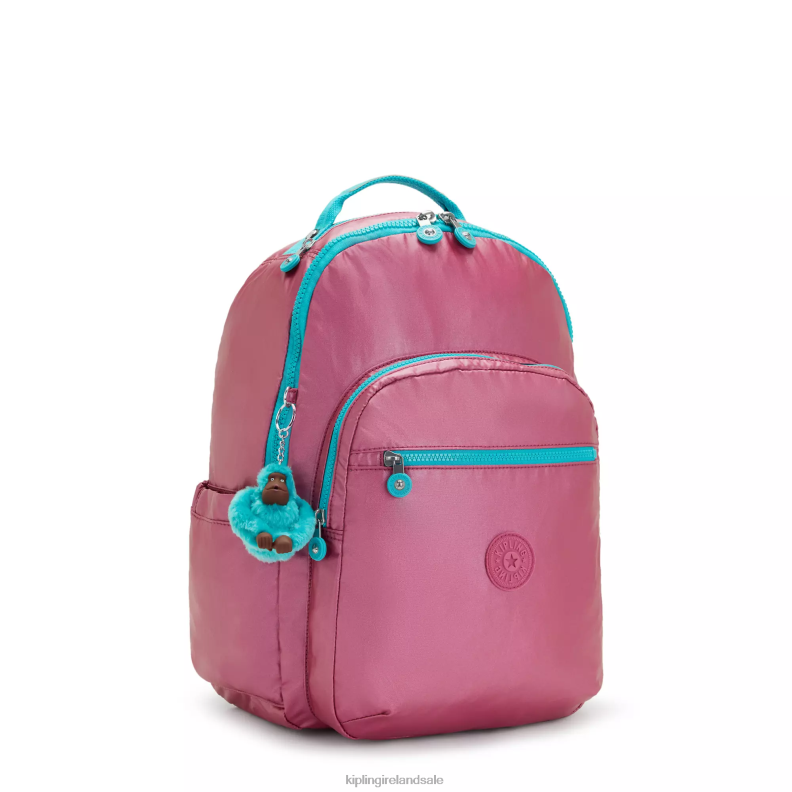 Laptop Backpacks Fresh Pink Metallic Seoul Large Metallic 15\ Laptop Backpack Women Kipling J6TNX459