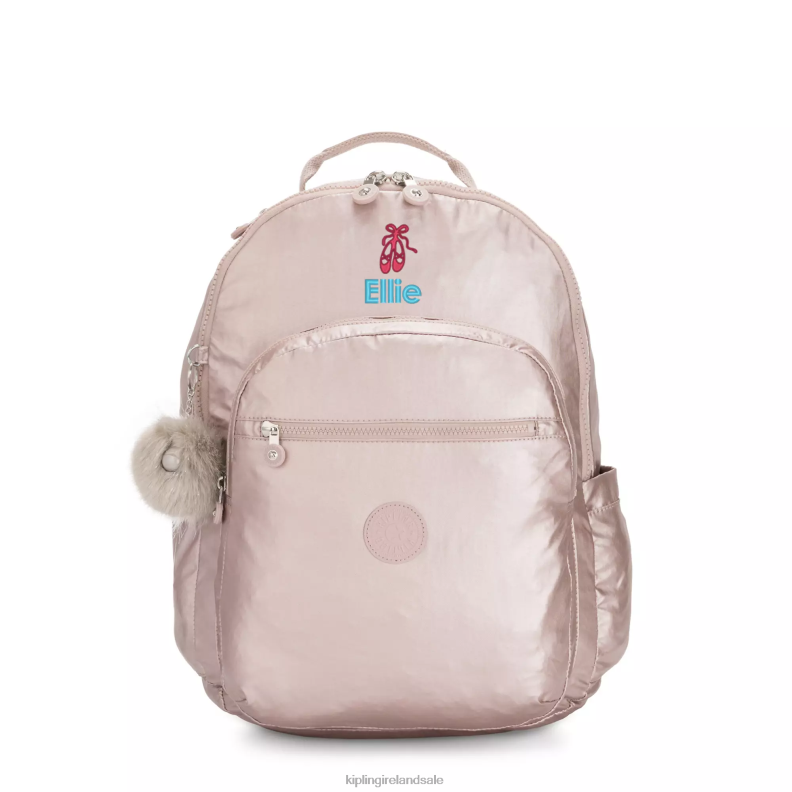 Laptop Backpacks Metallic Rose Seoul Large Metallic 15\ Laptop Backpack Women Kipling J6TNX461