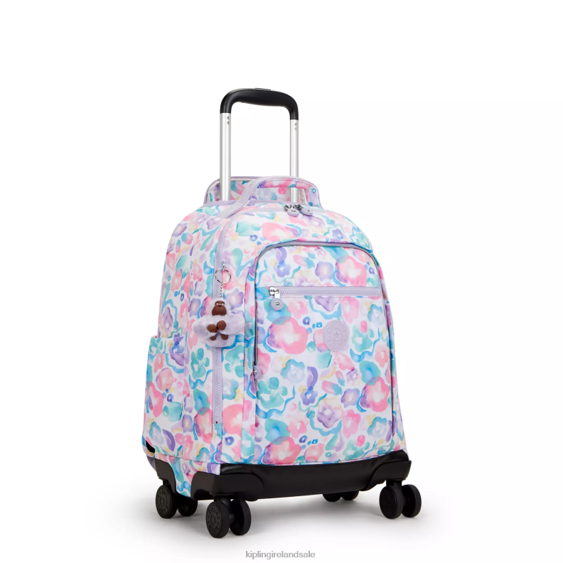 Rolling Backpacks Aqua Flowers New Zea 15\ Printed Laptop Rolling Backpack Women Kipling J6TNX491