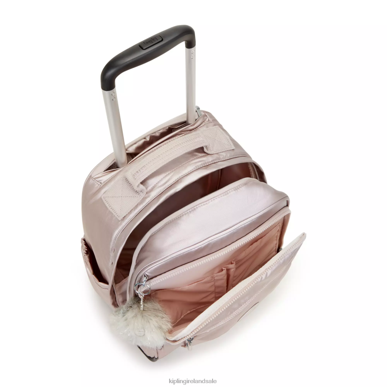 Rolling Backpacks Metallic Rose Gaze Large Metallic Rolling Backpack Women Kipling J6TNX492