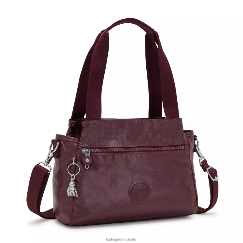 Shoulder Bags Burgundy Lacquer Elysia Metallic Shoulder Bag Women Kipling J6TNX203
