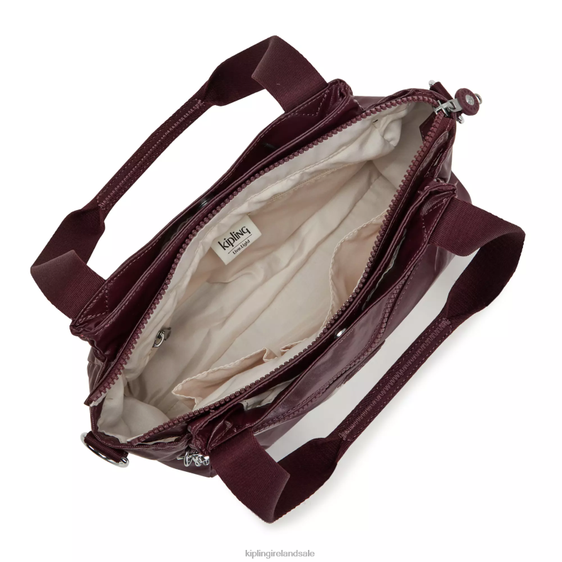 Shoulder Bags Burgundy Lacquer Elysia Metallic Shoulder Bag Women Kipling J6TNX203