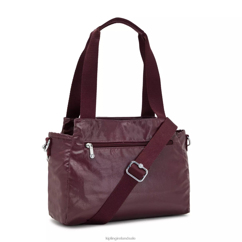 Shoulder Bags Burgundy Lacquer Elysia Metallic Shoulder Bag Women Kipling J6TNX203