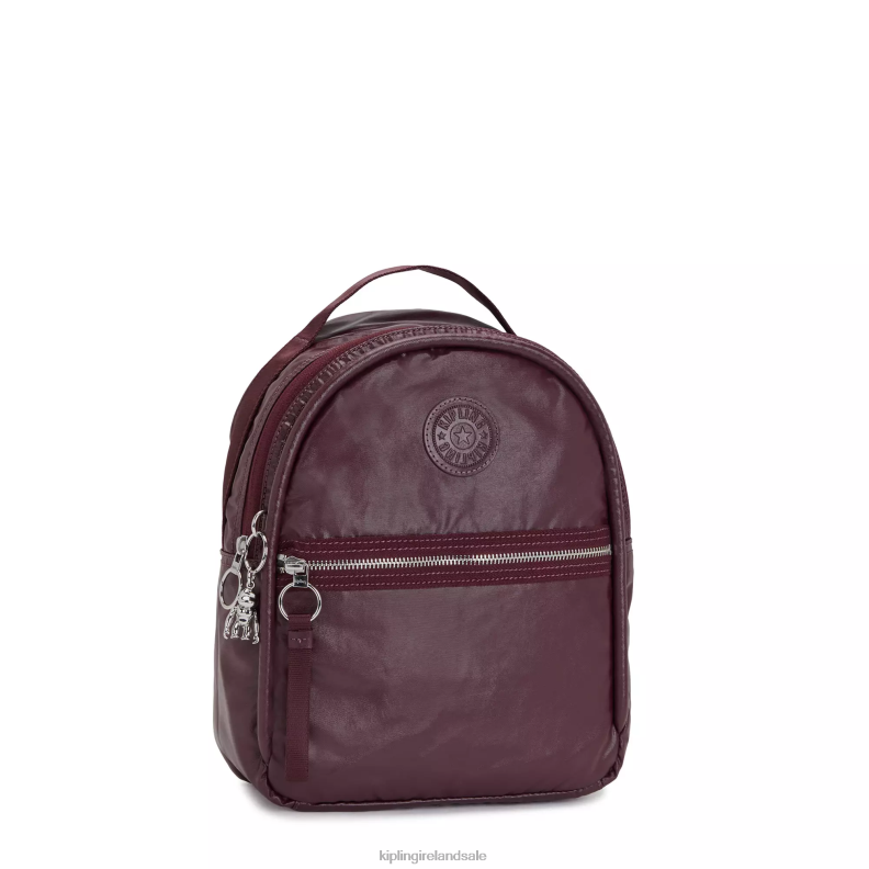 Small Backpacks Burgundy Lacquer Metallic Kae Metallic Backpack Women Kipling J6TNX386
