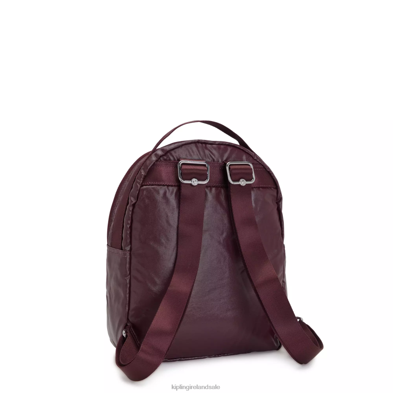 Small Backpacks Burgundy Lacquer Metallic Kae Metallic Backpack Women Kipling J6TNX386