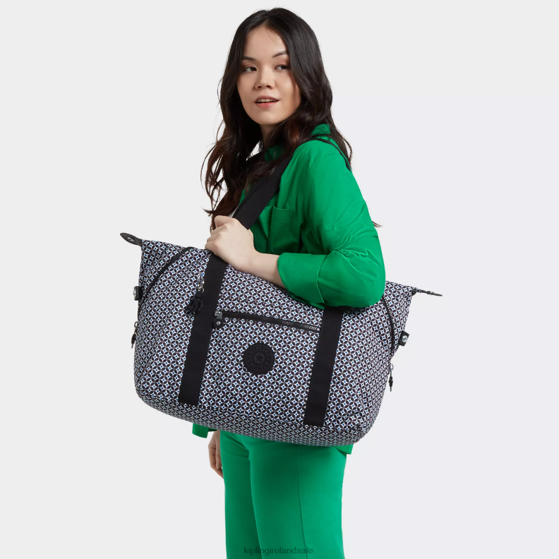 Tote Bags Blackish Tile Art Medium Printed Tote Bag Women Kipling J6TNX260