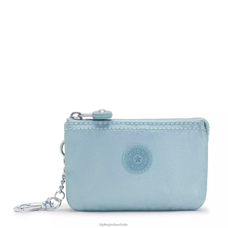 Keychains Pearl Teal Metallic Creativity Mini Pouch Metallic Keychain Women Kipling J6TNX608