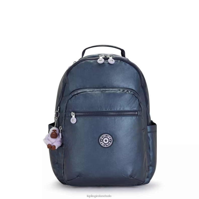 Laptop Backpacks Admiral Blue Seoul Large Metallic 15" Laptop Backpack Women Kipling J6TNX460