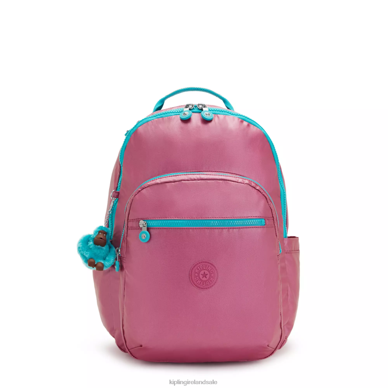 Laptop Backpacks Fresh Pink Metallic Seoul Large Metallic 15" Laptop Backpack Women Kipling J6TNX459