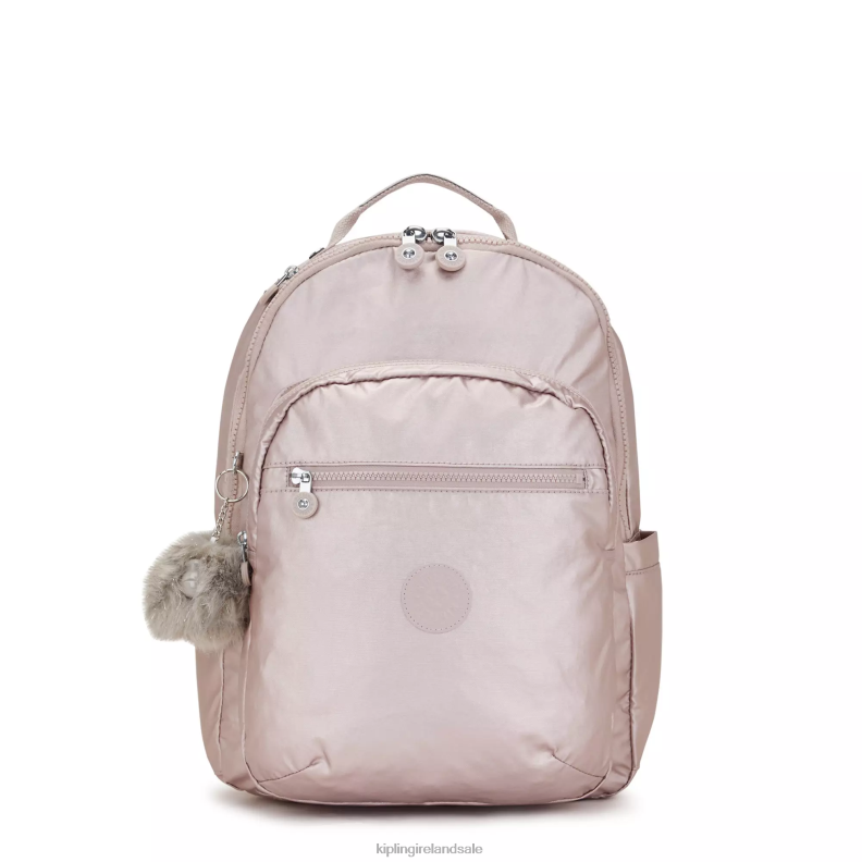 Laptop Backpacks Metallic Rose Seoul Large Metallic 15" Laptop Backpack Women Kipling J6TNX461